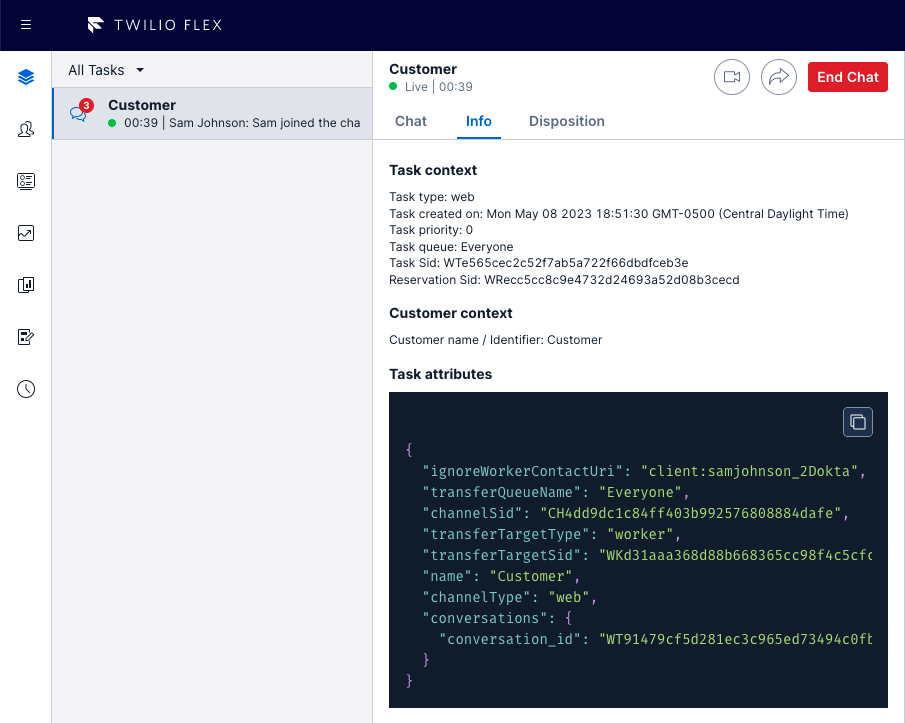 Task attributes screenshot