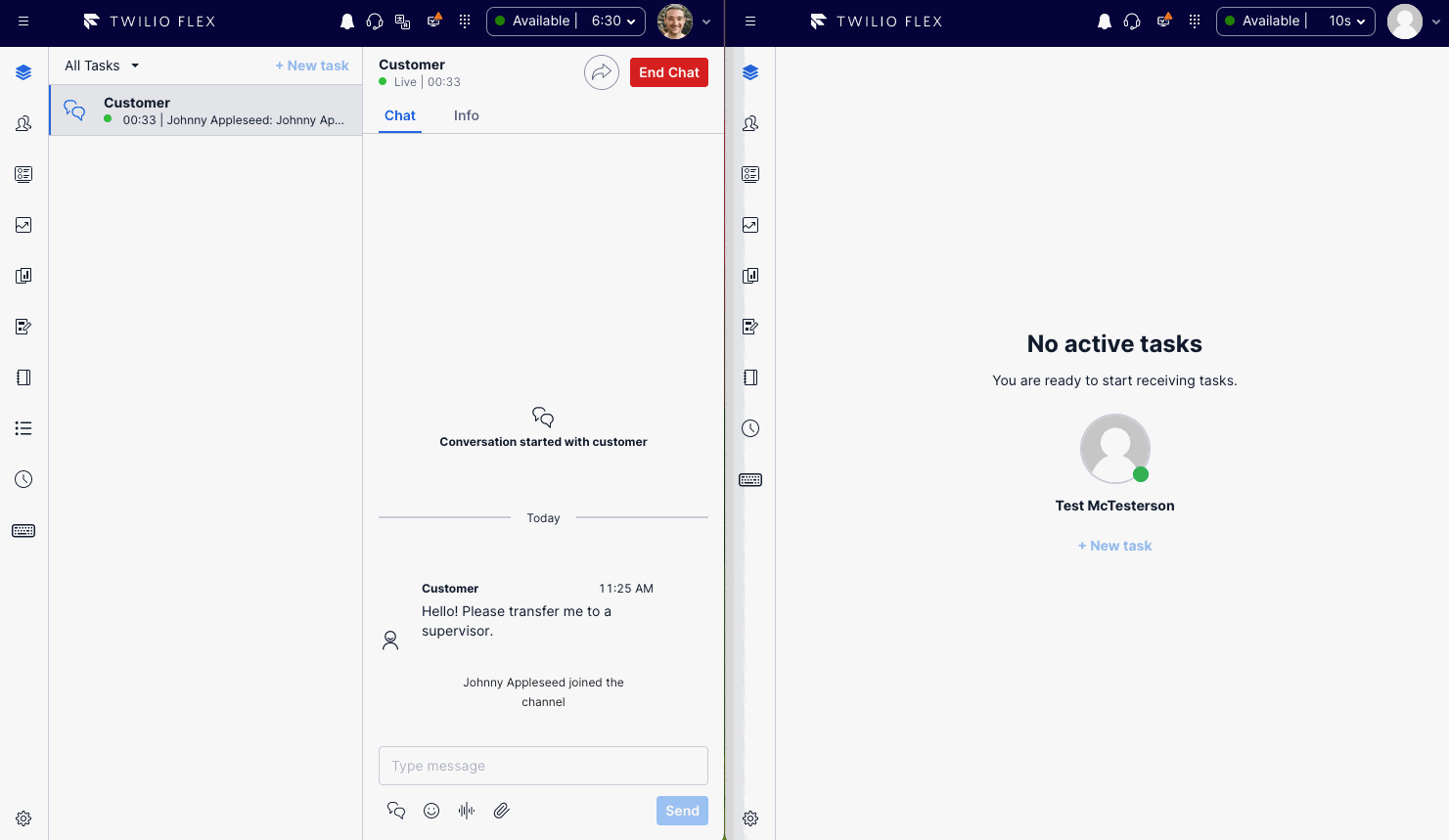 Chat cold transfer demo