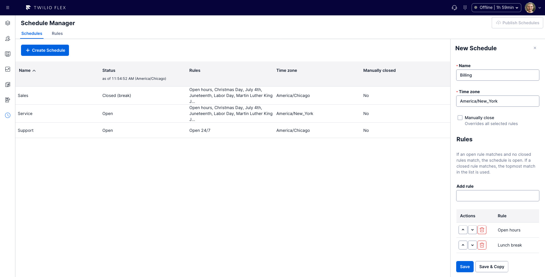 Schedule manager